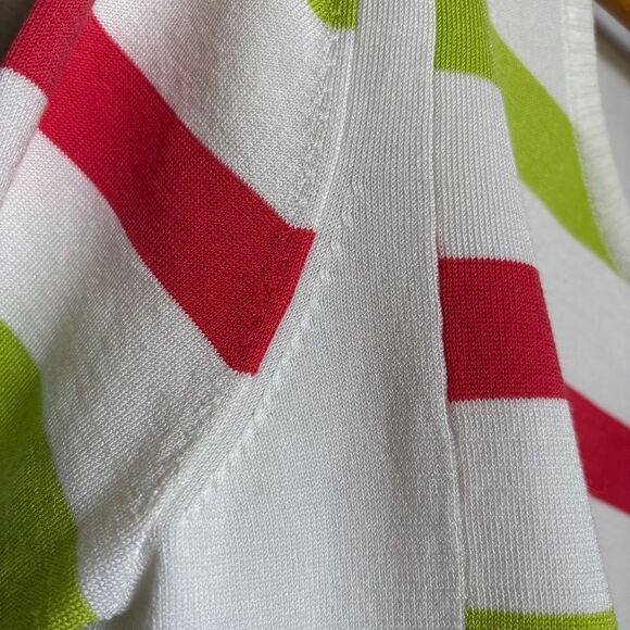 J'ENVIE New York White Green Blue Red 3/4 Sleeve Blouse Women's L - Picture 5 of 11